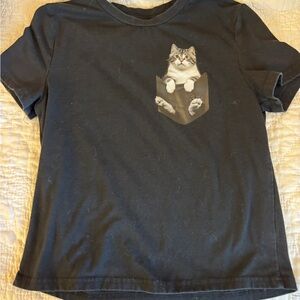 SHEIN Charcoal Cat Graphic Tee